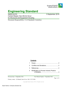 Saudi Aramco SAES-Q-010 Grout Standard
