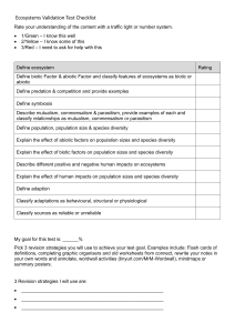 Ecosystems Validation Test Checklist