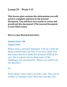Lesson 25 Week 13 Journal Document Final Exam