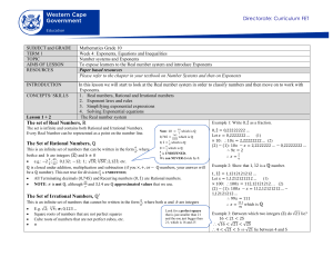 Grade 10 Math Lesson Plan: Exponents & Number Systems