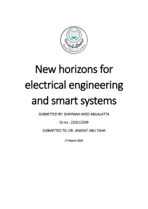 New Horizons in Electrical Engineering & Smart Systems Report