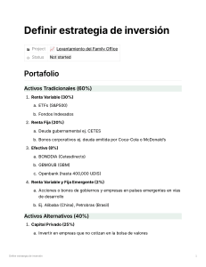 Definir estrategia de inversi&oacute;n: Portafolio Family Office