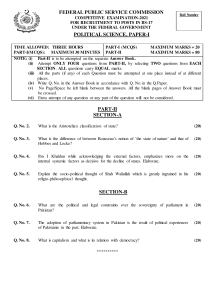 FPSC Political Science Paper I 2021 Exam Questions