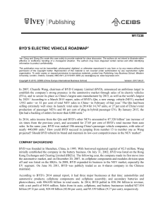 BYD's Electric Vehicle Roadmap Case Study