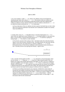 Written Test: Principles of Motion Physics Problems