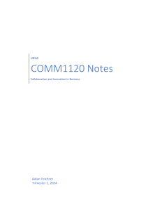 UNSW COMM1120 Notes: Collaboration and Innovation in Business