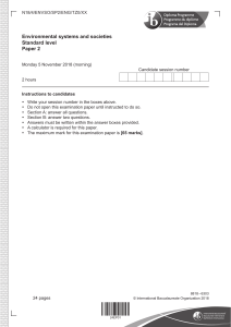 IB Environmental Systems and Societies SL Paper 2 Exam 2018