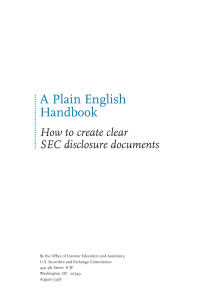 Plain English Handbook: SEC Disclosure Documents Guide