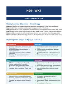 N201 WK1 Gerontology: Physiological Changes of Aging