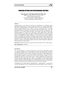 Financing Options for Entrepreneurial Ventures