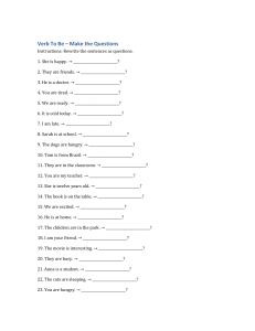 Verb To Be Question Formation Worksheet
