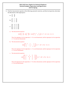 Linear Algebra Worked Examples: Eigenvalues and Eigenvectors