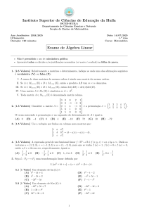 Exame de &Aacute;lgebra Linear - ISCED-HUILA