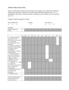 Selective Theory Sorter (STS) - Counseling Theoretical Orientation