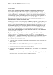 Barbara Analee FINC311 Case Study: Financial Planning