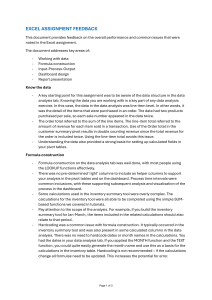 Excel Assignment Feedback: Data, Formulas, Dashboards