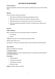Solutions in the Environment: Chemistry Lesson Plan