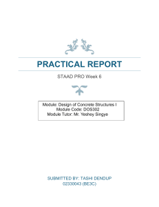 STAAD Pro Week 6 Practical Report: Concrete Structure Design