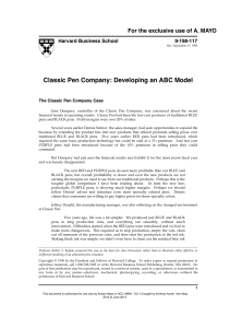 Classic Pen Company: ABC Model Case Study
