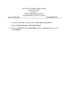 Caesar Cipher Assignment - Information Security I