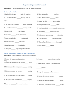 Subject Verb Agreement Worksheet 1