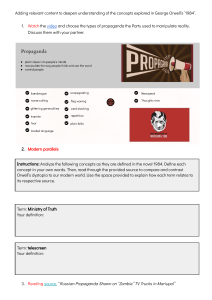 1984 Propaganda & Modern Parallels Worksheet