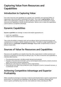 Capturing Value from Resources and Capabilities: Strategic Management
