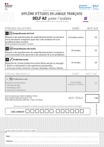 DELF A2 junior : Sujet d'examen et structure