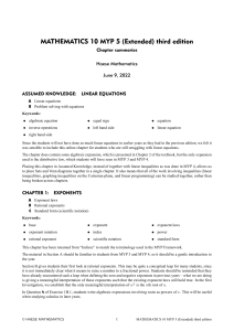 Mathematics 10 MYP 5 Extended Chapter Summaries