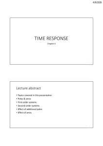 Time Response Chapter 4: Poles, Zeros, First/Second-Order Systems