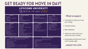 Lipscomb University Move-In Day Checklist