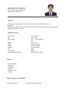 John Kevin B. Molina Resume - Structural Engineer