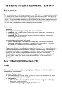 The Second Industrial Revolution, 1870-1914: Technological Advancements