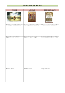 Islam Principal Beliefs Worksheet