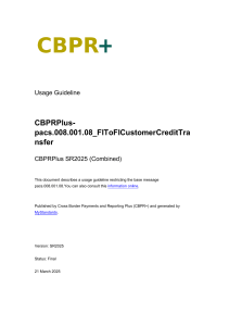CBPRPlus pacs.008.001.08 FIToFI Customer Credit Transfer Usage Guideline