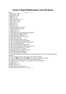 Grade 4 Mathematics Test (40 Items)