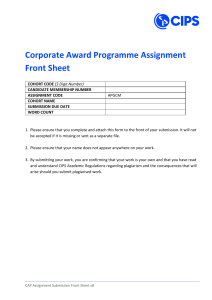 CIPS CAP Assignment Front Sheet