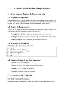 Estudo Aprofundado de Programa&ccedil;&atilde;o: Algoritmos e L&oacute;gica