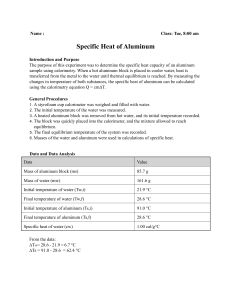 Specific Heat of Aluminum Lab Report
