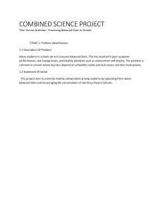 Human Nutrition Project: Promoting Balanced Diets in Schools