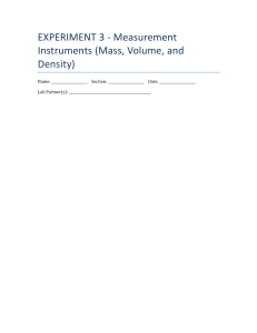 Experiment 3: Measurement Instruments (Mass, Volume, Density)