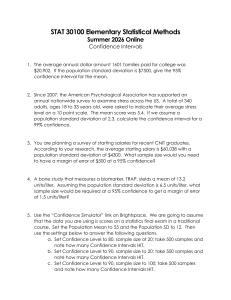 STAT 30100: Confidence Intervals Homework