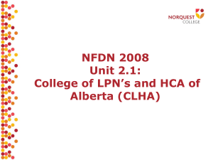 CLHA Unit 2.1: LPN College & HCA Alberta Overview