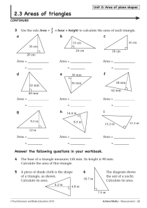 Area of Triangles Worksheet &ndash; Middle School Maths