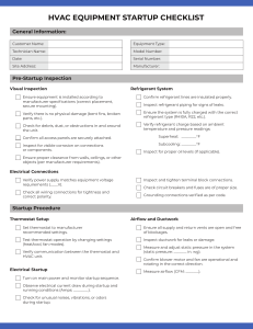 HVAC Equipment Startup Checklist