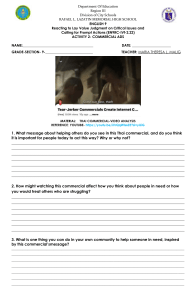 English 9 Commercial Ad Analysis Worksheet