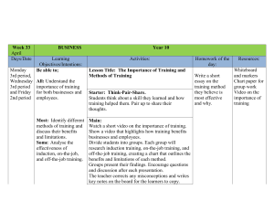 Year 10 Business Lesson Plan: Training & Communication