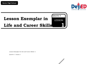 Senior High Life and Career Skills Lesson Exemplar Grade 11