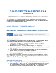 Chapter 4 Study Guide: Cold War to New World Dis-Order