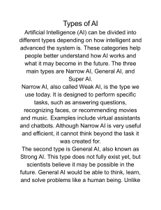 Types of AI: Narrow, General, and Super Artificial Intelligence